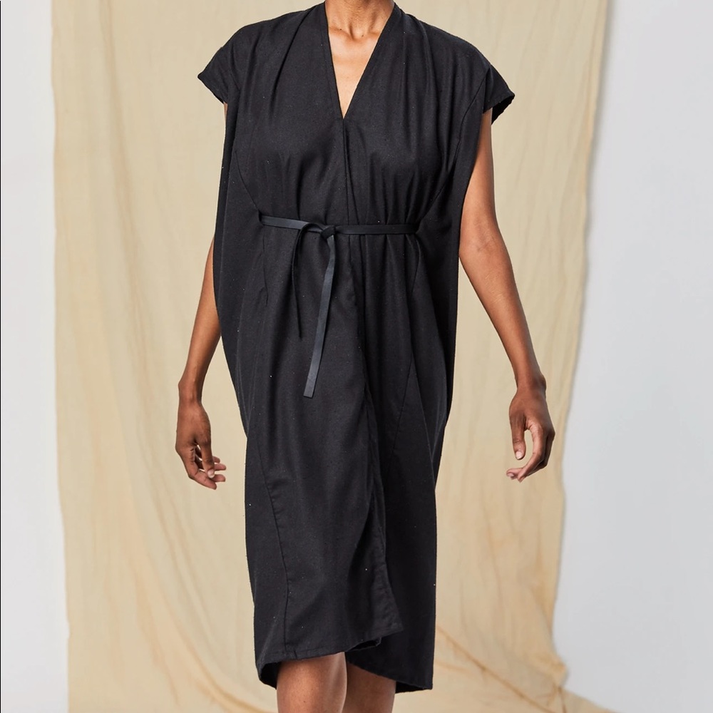 Miranda Bennett Studio Knot dress in black silk noil